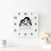 Niedliche Personalisierte Pinguine Wohngestaltung  Quadratische Wanduhr (Zuhause)