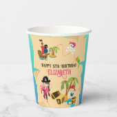 Niedliche Personalisierte Pink Girl Pirate Geburts Pappbecher (Rückseite)