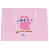 Niedliche Personalisierte PInk Owl Geschenktasche Große Geschenktüte (Rückseite)