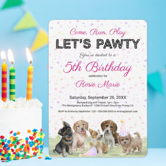 Niedliche Personalisierte Pink Puppy Party Einladung