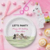 Niedliche Personalisierte Pink Puppy Party Pappteller (Party)