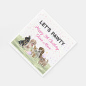 Niedliche Personalisierte Pink Puppy Party Serviette (Ecke)
