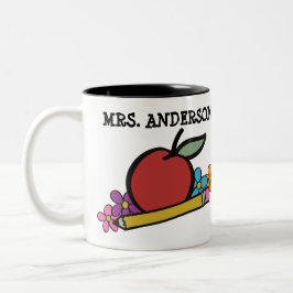 Niedliche Personalisierte Red Apple Pencil Lehrer Zweifarbige Tasse