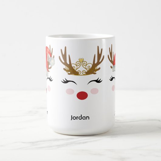 Niedliche Personalisierte Rentierfass-Weihnachtsma Kaffeetasse (Mittel)