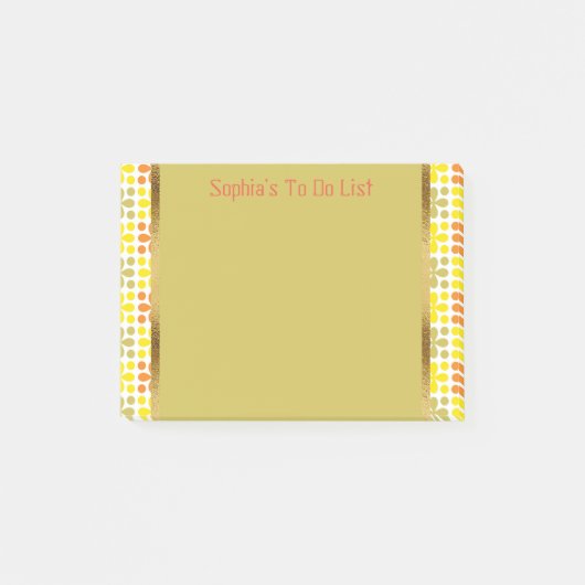 Niedliche Personalisierte Retro-Gelborange Post-it Klebezettel (Vorderseite)