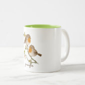 Niedliche Personalisierte Robin RedBrustvogel-Tass Zweifarbige Tasse (VorderseiteRechts)