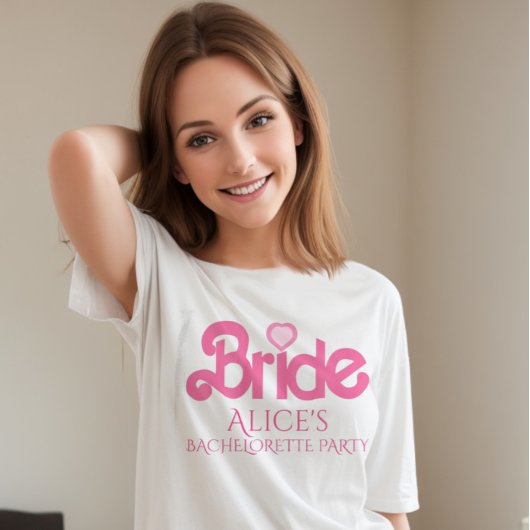 Niedliche personalisierte rosa Braut T-Shirt