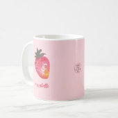 Niedliche Personalisierte Rosa Valentine Erdbeere Kaffeetasse (Vorderseite Links)