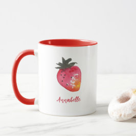 Niedliche Personalisierte Rote Valentine Erdbeere Tasse