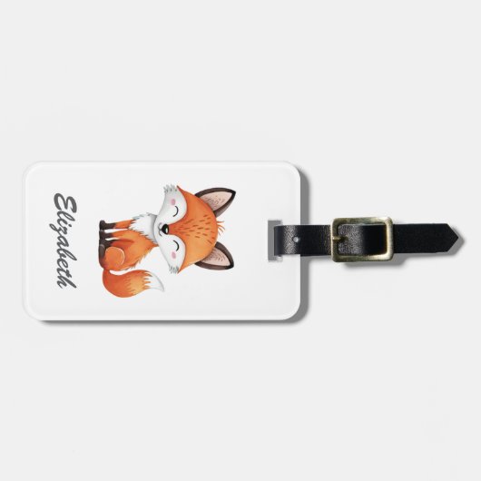 Niedliche Personalisierte Rotfuchs Gepäckanhänger (Vorderseite horizontal)