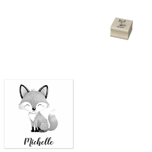 Niedliche Personalisierte Rotfuchs Gummistempel (Stempel)