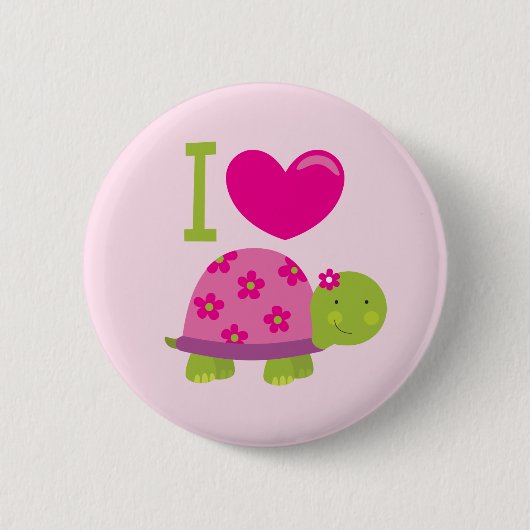 Niedliche Personalisierte Schildkröte für Mädchen Button (Vorderseite)