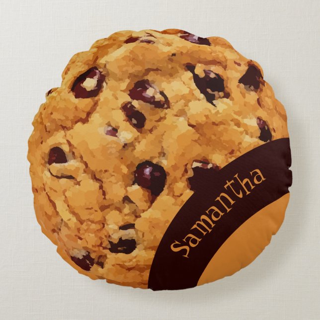 Niedliche Personalisierte Schokolade Chip Cookie Rundes Kissen (Vorderseite)