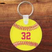 Niedliche Personalisierte Softball-Schlüsselanhäng Schlüsselanhänger (Rückseite)