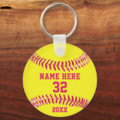 Niedliche Personalisierte Softball-Schlüsselanhäng Schlüsselanhänger (Vorderseite)