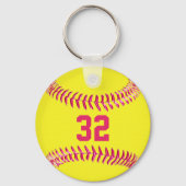 Niedliche Personalisierte Softball-Schlüsselanhäng Schlüsselanhänger (Rückseite)