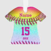 Niedliche personalisierte Softball-Verzierungen, Ornament (Vorderseite)