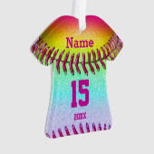 Niedliche personalisierte Softball-Verzierungen, Ornament (Vorderseite)