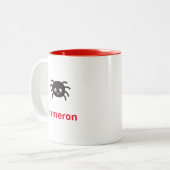 Niedliche Personalisierte Spinne mit Namen Zweifarbige Tasse (Vorderseite Links)