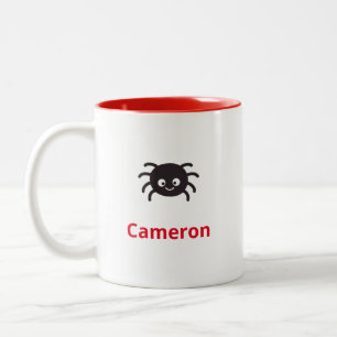 Niedliche Personalisierte Spinne mit Namen Zweifarbige Tasse