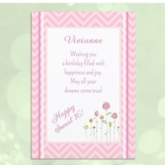 Niedliche, Personalisierte Sweet 16 Geburtstagskar Karte