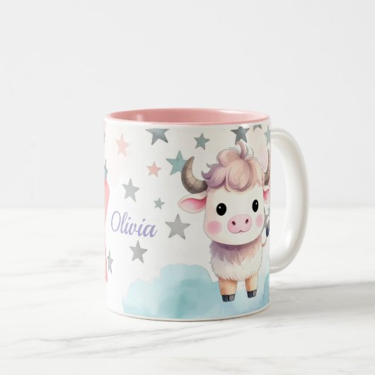 Niedliche Personalisierte Taurus Zodiac Signature Zweifarbige Tasse (VorderseiteRechts)