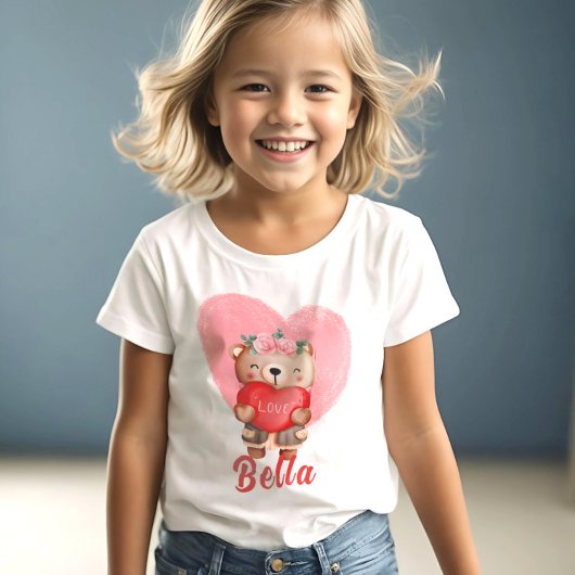Niedliche Personalisierte Teddy Hearts Kinder Vale T-Shirt