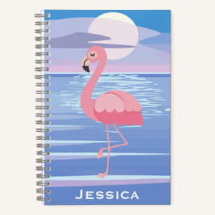 Niedliche Personalisierte tropische Insel Flamingo Notizblock