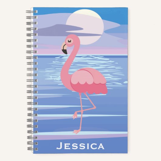 Niedliche Personalisierte tropische Insel Flamingo Notizblock (Vorderseite)