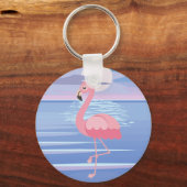 Niedliche Personalisierte tropische Insel Flamingo Schlüsselanhänger (Rückseite)