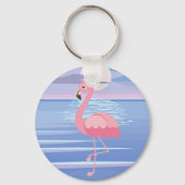 Niedliche Personalisierte tropische Insel Flamingo Schlüsselanhänger (Rückseite)