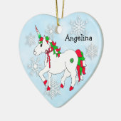 Niedliche Personalisierte Unicorn Girl's Name Weih Keramik Ornament (Links)