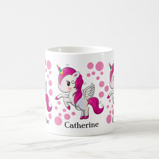 Niedliche personalisierte Unicorn-Tasse Kaffeetasse (Mittel)