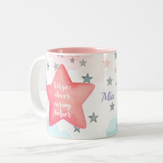 Niedliche Personalisierte Virgo Zodiac Signature T Zweifarbige Tasse (Vorderseite Links)