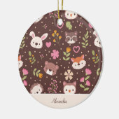 Niedliche Personalisierte Waldtiere Kinder Weihnac Keramik Ornament (Links)