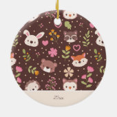 Niedliche Personalisierte Waldtiere Kinder Weihnac Keramik Ornament (Hinten)