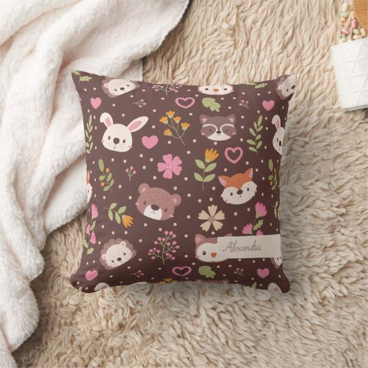 Niedliche Personalisierte Waldtiere Muster Kinder Kissen (Decke)