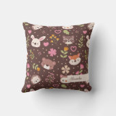 Niedliche Personalisierte Waldtiere Muster Kinder Kissen (Rückseite)