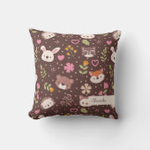 Niedliche Personalisierte Waldtiere Muster Kinder Kissen (Vorderseite)