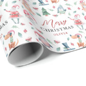 Niedliche Personalisierte Wasserfarbe Frohe Weihna Geschenkpapier (Rolleneckpunkt)