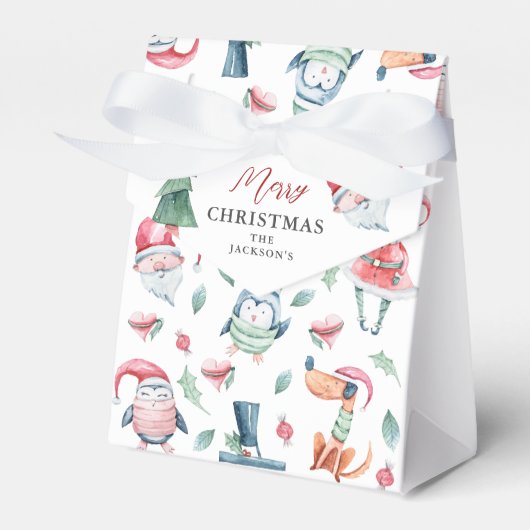 Niedliche Personalisierte Wasserfarbe Frohe Weihna Geschenkschachtel (Vorderseite)