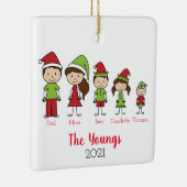Niedliche Personalisierte Weihnachtsfamilie Keramikornament (Rechts)
