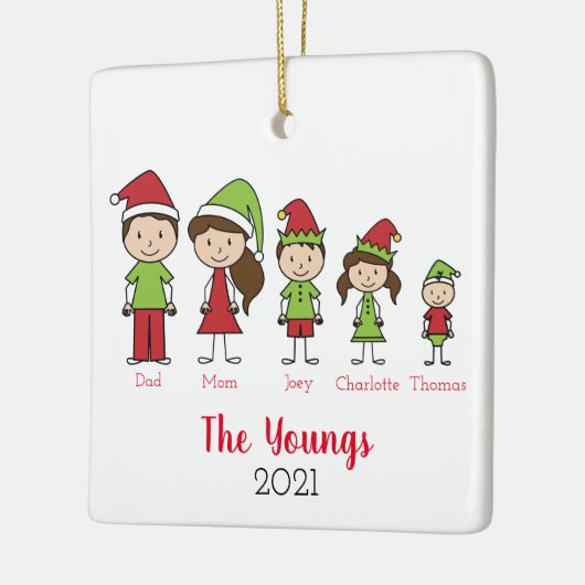 Niedliche Personalisierte Weihnachtsfamilie Keramikornament (Links)