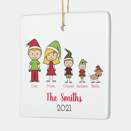 Niedliche Personalisierte Weihnachtsfamilie mit Hu Keramikornament (Links)