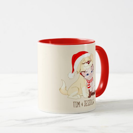 Niedliche personalisierte Weihnachtszeit Tasse Hun (VorderseiteRechts)