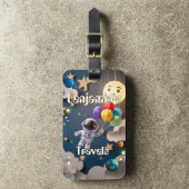 Niedliche Personalisierte Weltraumreise für den Ge Gepäckanhänger