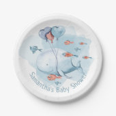 Niedliche Personalisierte Whale-Baby-Dusche Pappteller (Vorderseite)