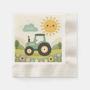 Niedliche, personalisierte Zugmaschine/Hof Serviette