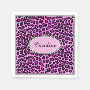 Niedliche Personalisierung Pink Leopard Geparden Serviette
