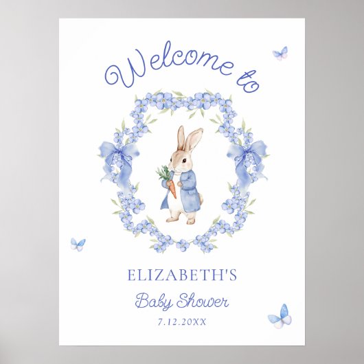 Niedliche Peter Rabbit Baby Dusche Willkommen Poster (Vorne)